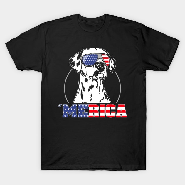 Dalmatian American Flag Merica patriotic dog T-Shirt by wilsigns